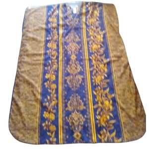 Patricia Leigh Kaftan Lounge Dress One Size Fits Most Blue Gold Floral /one size